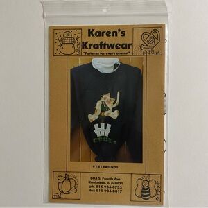 New Vintage appliqué sewing pattern, Cat with Birdhouse, 1997